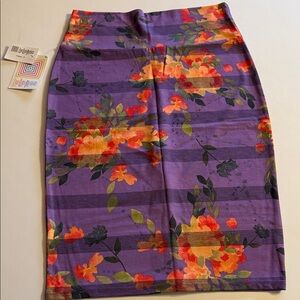 LuLaRoe Purple and Orange Floral Pencil Skirt